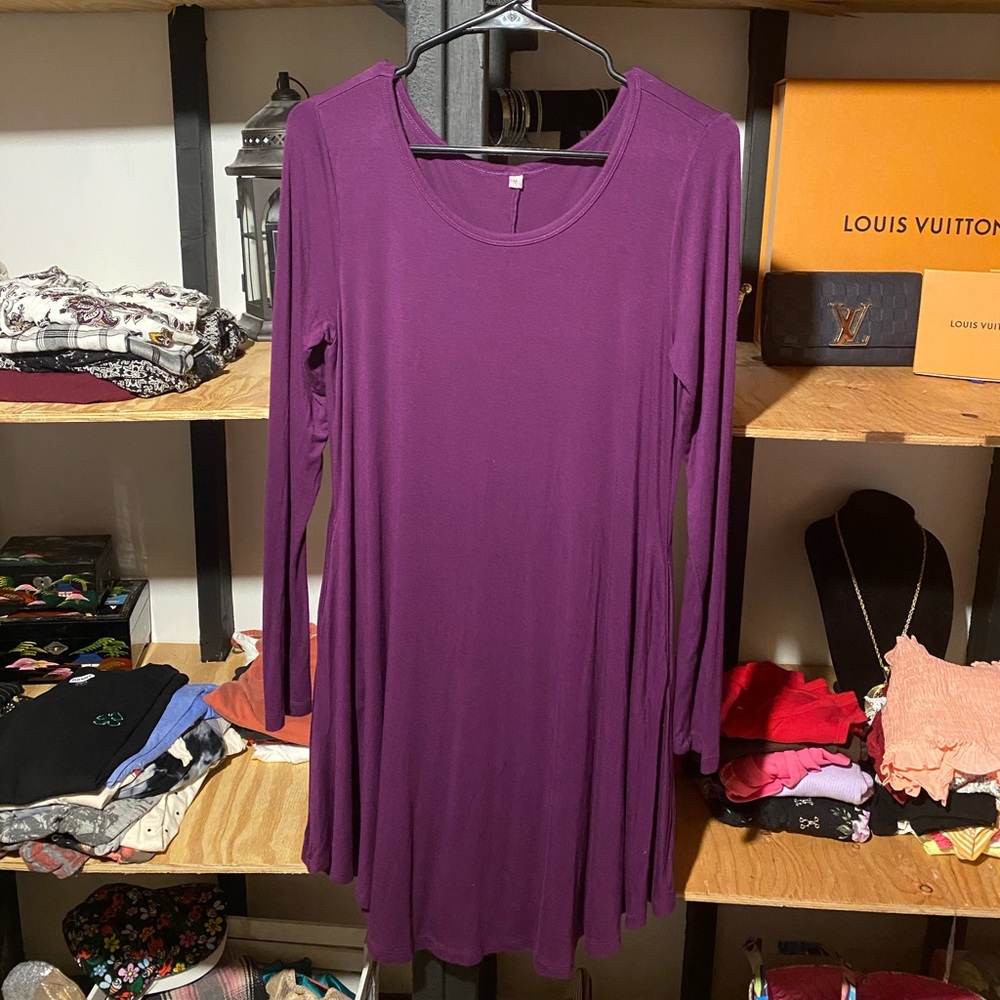 Purple Fit and Flare Dress